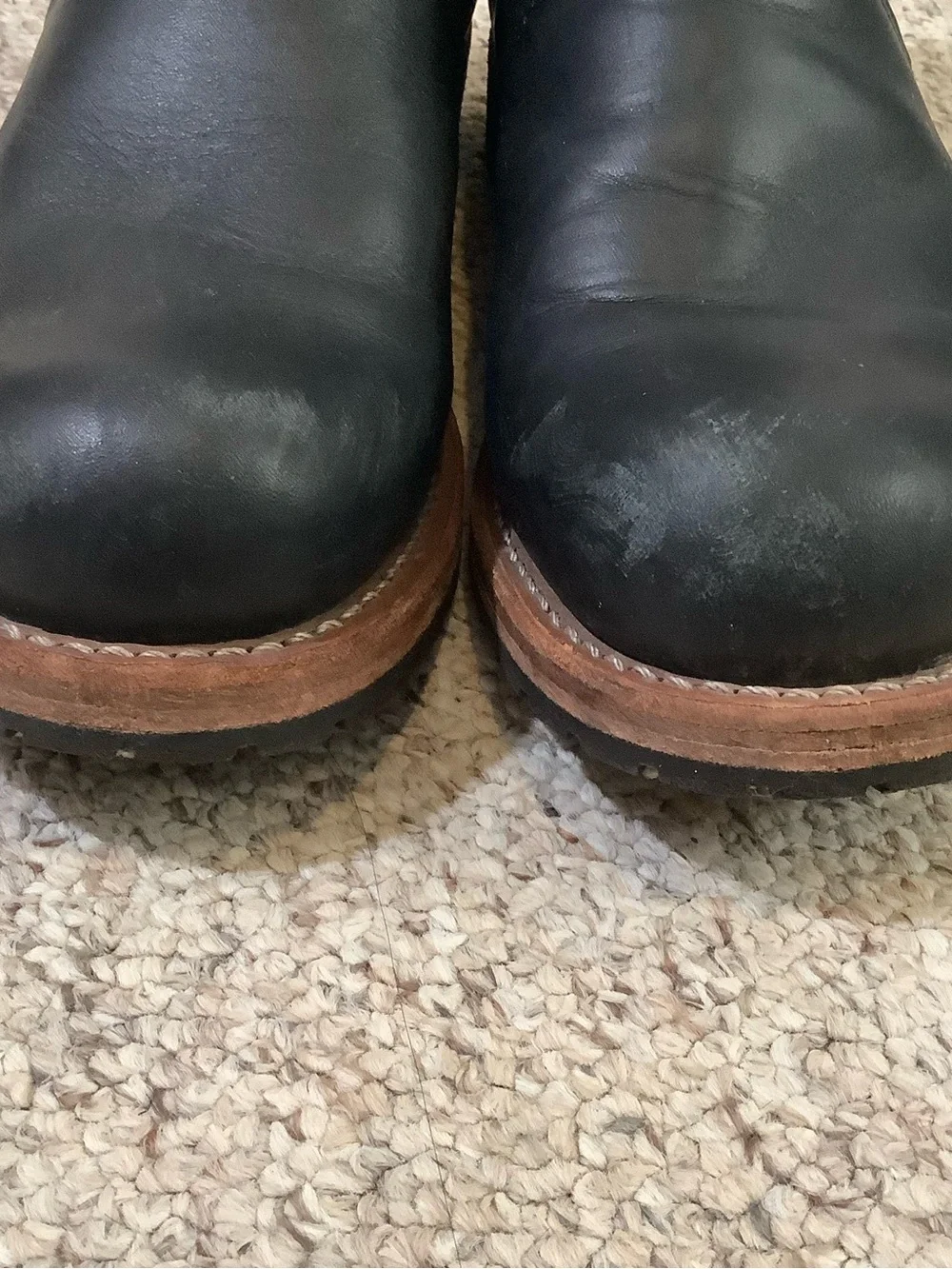 Red Wing Shoes Men's Black Leather Chelsea Boots with Brown Trim